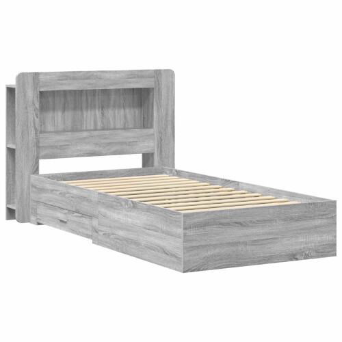 VidaXL vidaXL Bed Frame with Storage Grey Sonoma 75 x 190 cm Engineered Wood 2