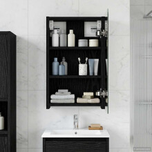 vidaXL Badezimmerspiegelschrank Schwarz Eichen-Optik 30 x 10,5 x 50 cm