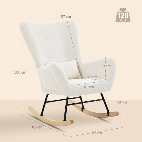 Homcom Silla Mecedora Beige 67 x 82 x 100 cm 2