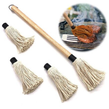 Kitchen Brush - Long wooden handle - 4 replacement heads - Stainless steel - 45.5cm