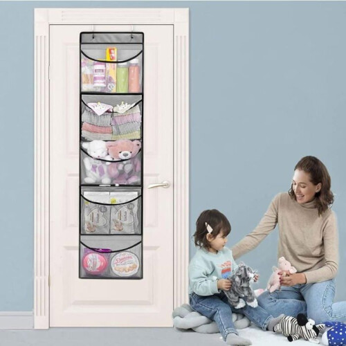 Set of 2 hanging shelves, storage cabinet organizer, hanging organizer, gray 1
