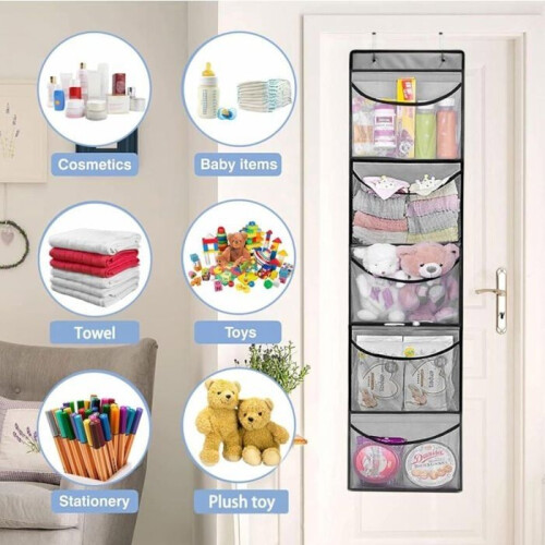 Set of 2 hanging shelves, storage cabinet organizer, hanging organizer, gray 2