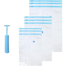 Set of 9 Vacuum Storage Bags with Manual Pump, Reusable Vacuum Storage Bags, 3 Sizes