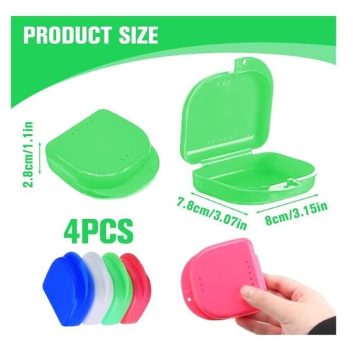 4PCS Denture Box, Storage Box, Prosthesis Case with Ventilation Holes, Candy Color for Dentures, yd 1