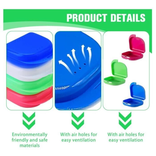 4PCS Denture Box, Storage Box, Prosthesis Case with Ventilation Holes, Candy Color for Dentures, yd 2