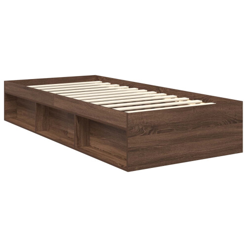 VidaXL vidaXL Bed Frame with Headboard Brown Oak 90 x 200 cm Solid Pine Wood 2