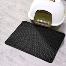 Cat litter mat 5575 cm black – double layer honeycomb, waterproof, non-slip, easy to clean
