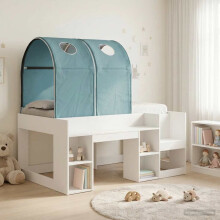 vidaXL Bed with Tunnel 4 pcs White and Light Blue Engineered Wood