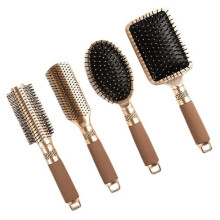 Set of 4 hairbrushes, oval anti-static massage comb, air cushion, hair ventilation for women and men (gold)