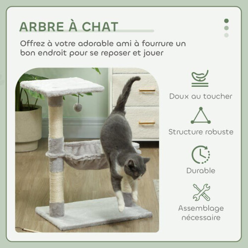 Albero per gatti con amaca e piattaforma 50 x 36 x 70 cm 3 graffiatoi 2
