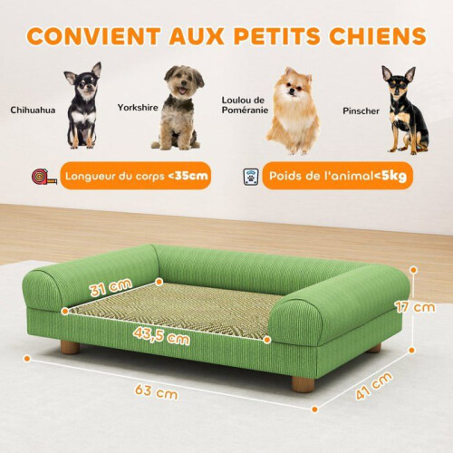 Cama para cachorro 63 x 41 x 17 cm com braços ergonômicos e assento acolchoado estilo escandinavo 1