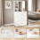Homcom HOMCOM Dressing Table with Mirror and Stool, Makeup Desk with Drawers, White 9