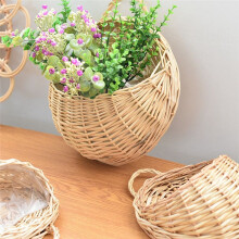 Hand Made Flower Planter Wall Hanging Wicker Rattam Basket Garden Vine Pot Plants Holder Garden Pots Wall Planter B