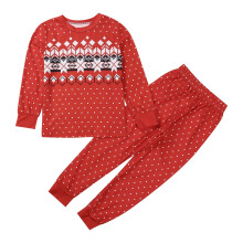 (Red, Baby 6M) Red Print Family Matching Outfits Christmas Pajamas Set Parent-child Loose 2 Pieces Suit Baby Romper Homewear Xmas Look Pyjama