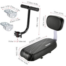 Padded rear bicycle seat with backrest, child seat suitable for children and adults, BMX mountain bike, 37 * 16 Label