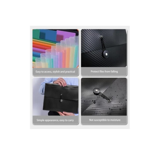 2-Piece A4 Document Organizer, 13 Expandable Compartments, Accordion-Style Paper File Storage 1