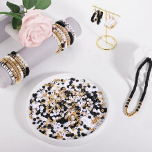 Bracelet making kit using white and black clay beads, polymer clay Heishi beads for jewelry making