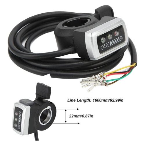 Acceleratore A Pollice con Interruttore /Off e Indicatore di Batteria per Assemblaggio di Biciclette Elettriche e Scooter (24V) 1