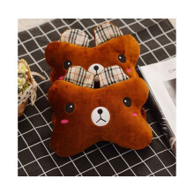 Set of 2 brown bear shaped car headrest pillows, soft and comfortable car driving seat cushion