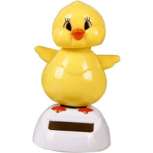 Car swing shaped like a chick with solar-powered flap for car dashboard