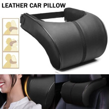 Neck pillow - Car - PU leather - Memory foam - Black - 1 piece