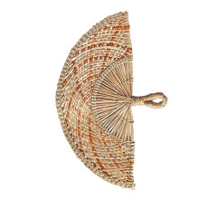 Hand Woven Seagrass Hanging Fan with Wrapped Handle Boho Style Unique Wall Hanging Design Handmade Fan for Living Room