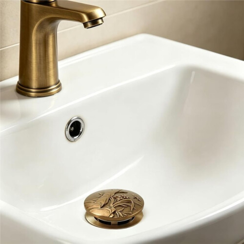 Universal Bathroom Sink Drain Strainer, - Sink Drain with Overflow, Solid Brass Vessel Sink Drain Assembly
