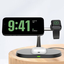 3-in-1 Wireless Charger - Compatible with iPhone 15/14/13/12 - Fast Charging - Black - Magnetic