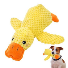 Soothing Duck Dog Toy - 1 pc - 25CM, Squeaky Yellow Plush Chew Toy, Comfortable Indoor/Outdoor Pillow