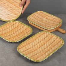 Assiette à Légumes en Mélamine Tissée en Bambou, Plat de Service pour Barbecue Vert, Plusieurs Styles pour une Utilisation en Restaurant M
