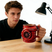 V8 Engines Stainless Steel Cup, V8 Engine Turbo Mug, 3D Mechanical Coffee Cup, Resin Coffee Mug with Insulated Handle, Creative Car Engine Cups for Ca