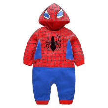 (9M, Red Long Sleeve) Summer Spring Newborn Baby Boys Rompers Cartoon Spider Man Print Infant Girls Jumpsuits Cotton Hoodies Kid Outfits Bebe Clothes