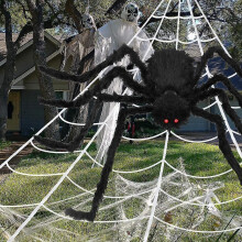 Halloween Decorations Outdoor, 125cm Giant Spider, Halloween Outdoor Scary Decorations