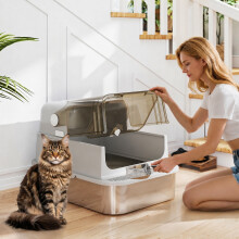 PawHut XXL Stainless Steel Litter Tray, Enclosed Cat Litter Box w/ Cover