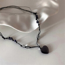Adjustable Y2k Butterfly Black Love Heart Necklace for Women Kpop Vintage Punk Goth Egirl Harajuku Unusual Pendant Necklaces -DF