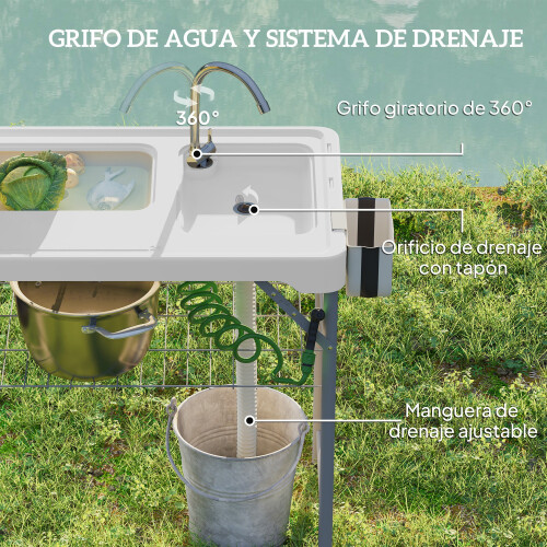 Outsunny Mesa Plegable Camping Blanco 108 x 58 x 92 cm 1