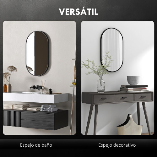 Homcom Espejo de Baño Negro 60 x 90 x 3 cm 1