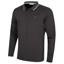 (XXXL, Charcoal) Calvin Klein Mens Campus Long Sleeve Stretch Tipped Polo Shirt