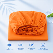 (Orange, 90cm*200cm) Drap-housse rafraîchissant d'été, doux pour la peau/respirant, protège-matelas élastique