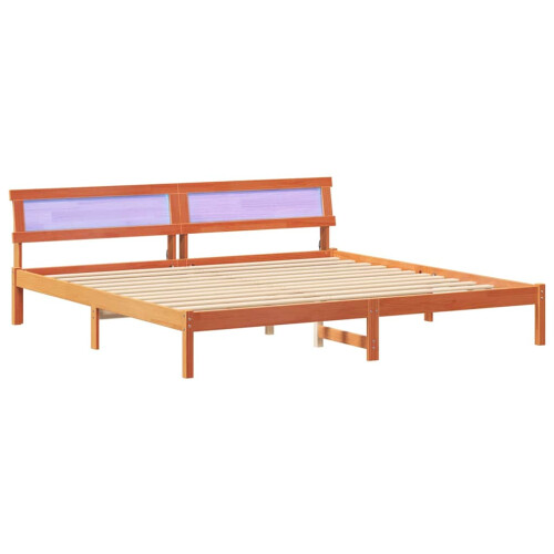 VidaXL vidaXL Bed Frame with Headboard Wax Brown 200 x 200 cm Solid Pine Wood 1