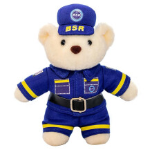 (1pcs, yellow-brown) Firefighter Teddy Bear Plush Toy Policeman Rescue Cute Keychain Bag Charm Simulation Fireman Stuffed Doll