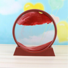(20cm, Purple) Moving Sand Art Picture Round Glass 3d Natural Landscape Flowing Sand Frame Hourglasses Decor For Home