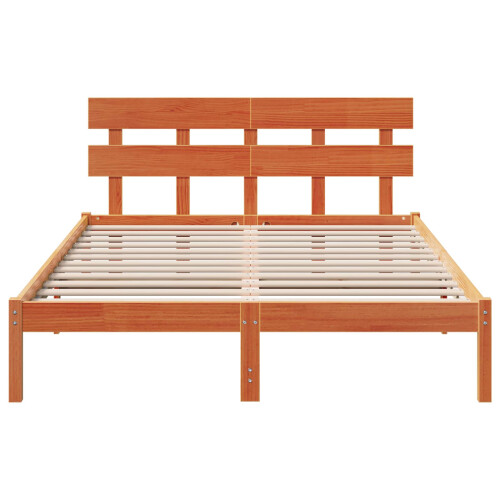 VidaXL vidaXL Bed Frame with Headboard Brown 160 x 200 cm Solid Pine wood 2