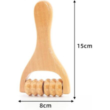Wooden massage roller, tooth-shaped, portable meridian massager, suitable for back and body massage, 15x8cm
