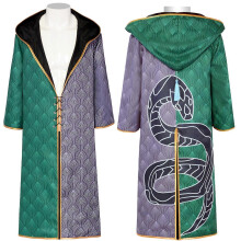 (XL, Green) Wizard School Costume Hooded Cape Robe Adult Men Magician Halloween Cosplay Witch Dress Up Outfit K