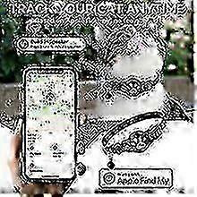 (Reflective Black  B) Airtag & Android Cat GPS Tracker, No Monthly Fee, Waterproof Reflective Collar_g1