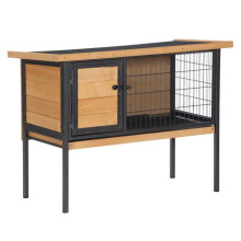 Gaiola elevada para coelhos 91.5 x 45 x 70 cm com telhado abrível e bandeja deslizante rústica