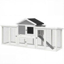 Conigliera - HELLOSHOP26 - Chalet multi-attrezzato - Legno di abete - 204 x 85 x 93 cm - 2-4 animali