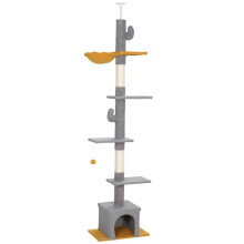 Albero per gatti - HELLOSHOP26 - 55 x 34 x 230-275 cm - Altezza regolabile - Kit anti-inclinazione - Grigio
