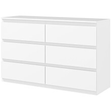 Comò di stoccaggio 120 x 39 x 75 cm 6 cassetti senza maniglie